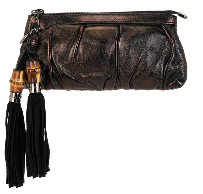 Gucci Bamboo Tassel Pouch, &pound;350, Accessories, Black, Leather, Front view